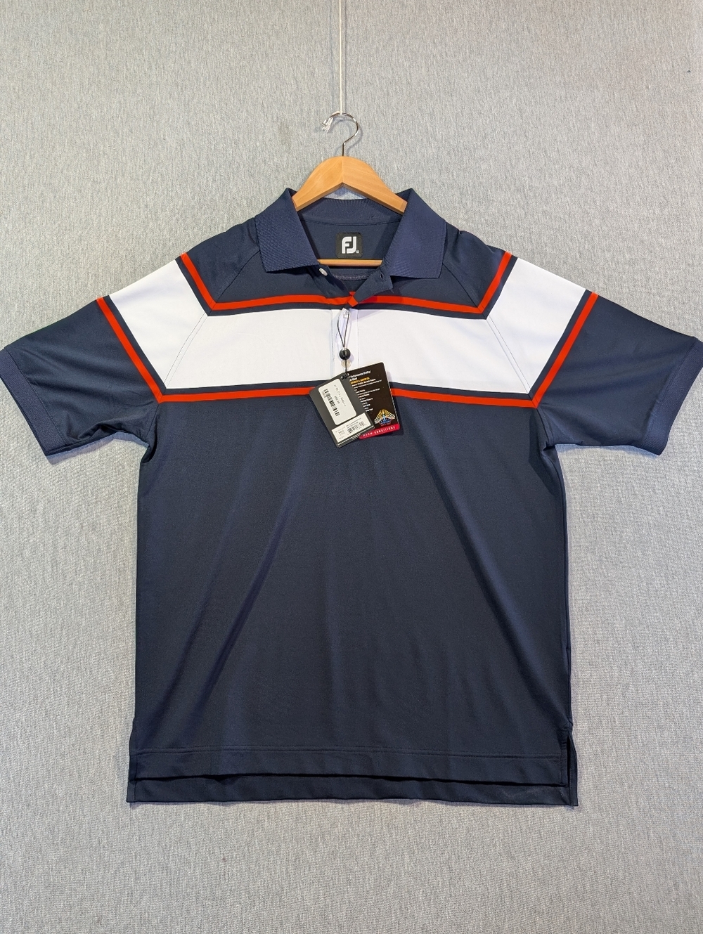 FootJoy Performance Golf Polo Shirt Men's Large Navy Blue White ProDry